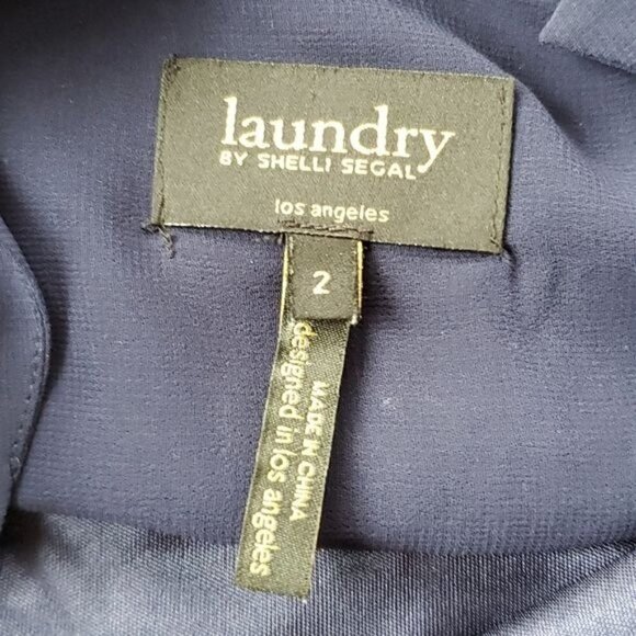 LAUNDRY by Shelli Segal Blue Embroidered Collared Long Sleeve Shirt Dress Size 2 - Picture 10 of 12
